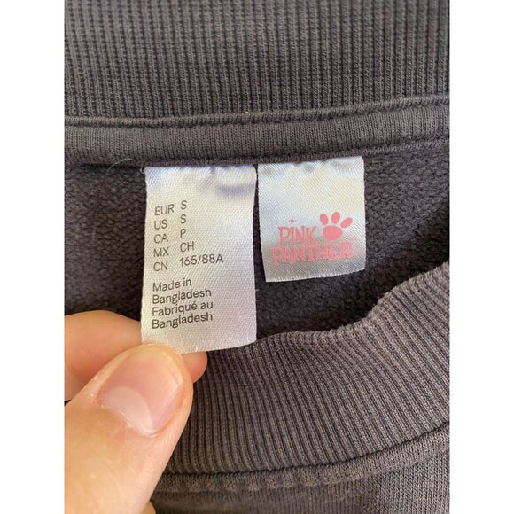 Pink Panther Womens Graphic Sweatshirt Small Black Crewneck Long Sleeve Cotton - Picture 3 of 7